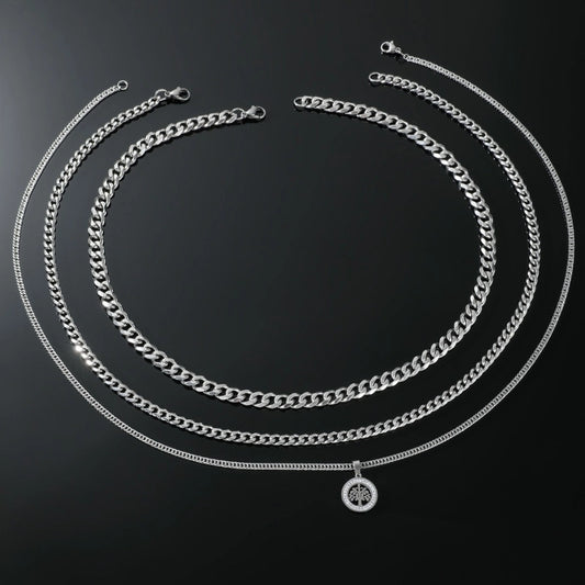 Basic Minimalist Classic Style Geometric Life Tree Rhombus Titanium Steel Plating Men's Pendant Necklace