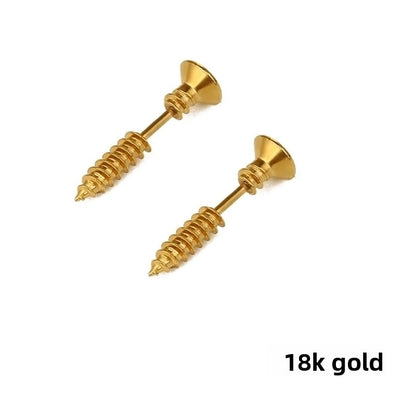 Fashion Punk Style Titanium Steel Screw Stud Earrings