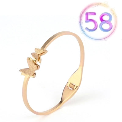 2 Pieces Fashion Geometric Stainless Steel Plating Zircon Bangle