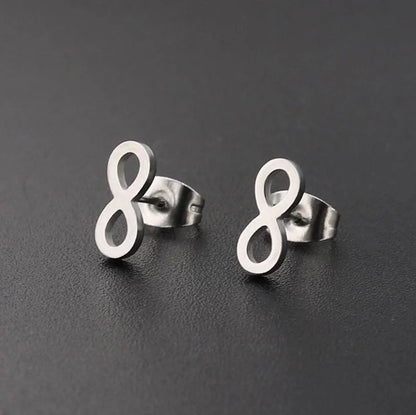 1 Pair Fashion Infinity 304 Stainless Steel 18K Gold Plated Ear Studs