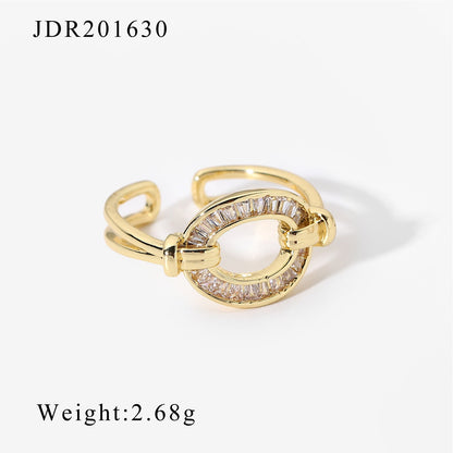 Women IG Style Round Copper 18K Gold Plated Rings