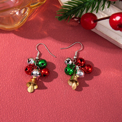 Christmas Earrings Red Bell Studs Candy Color Snowflake Studs Alloy Christmas Ear Accessories