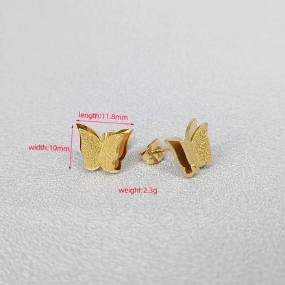 1 Pair Minimalist Butterfly Plating Titanium Steel 18K Gold Plated Ear Studs