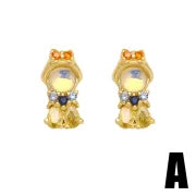 1 Pair Minimalist Cartoon Character Plating Copper 18K Gold Plated Drop Earrings