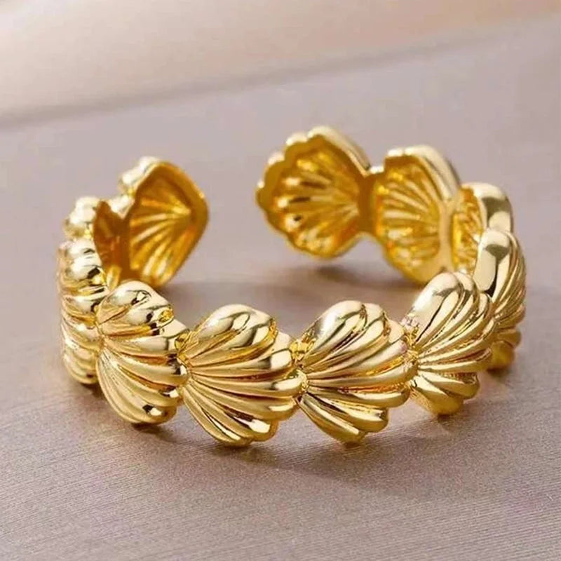 Elegant Shell 304 Stainless Steel Open Rings