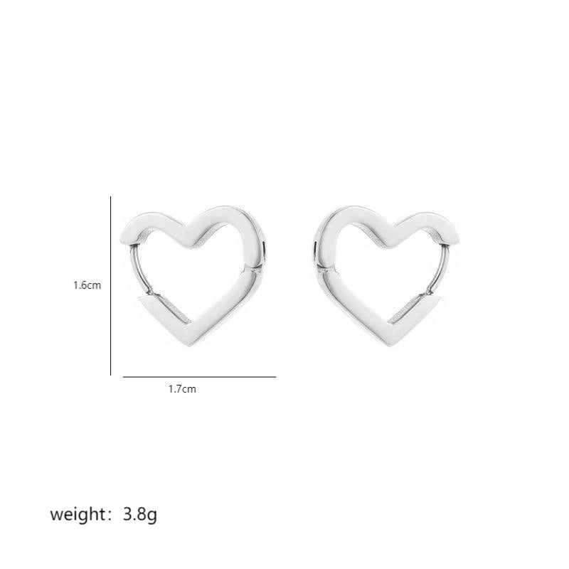 1 Pair Commute Pentagram Heart Shape Polishing Plating Stainless Steel 18K Gold Plated Earrings