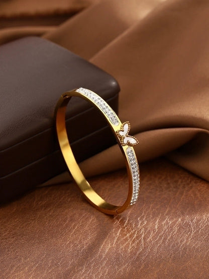 Elegant Butterfly 304 Stainless Steel Zircon Bangle In Bulk