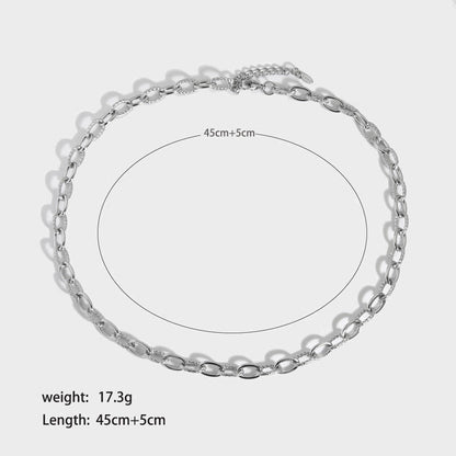 201 Stainless Steel 18K Gold Plated Hip-Hop British Style Plating Solid Color Bracelets Necklace