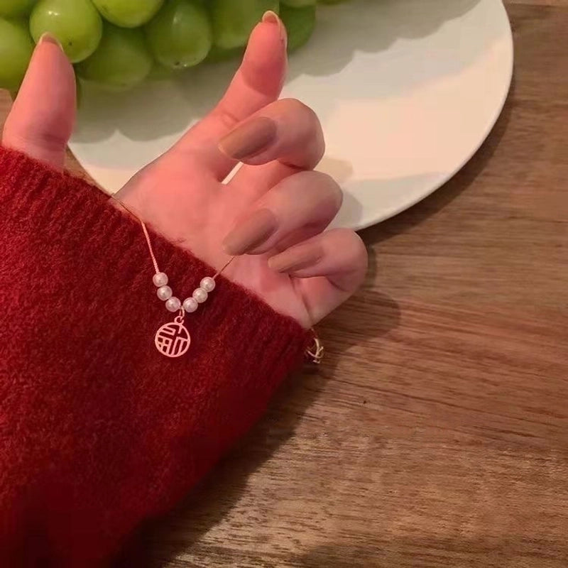 Minimalist Square Flower Bow Knot Alloy Inlay Artificial Pearls Rhinestones Women\'s Necklace