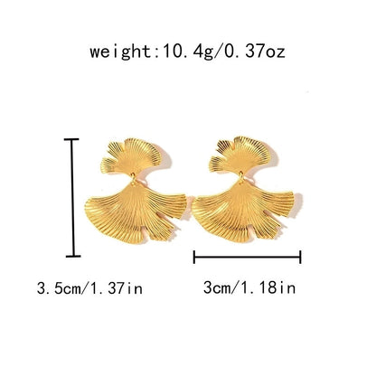 1 Pair Minimalist Classic Style Leaves Plant Ginkgo Leaf Plating 304 Stainless Steel 14K Gold Plated Drop Earrings