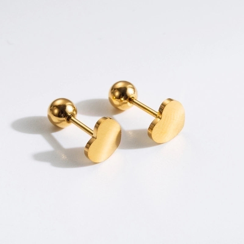 1 Pair Commute Rabbit Heart Shape Crown 304 Stainless Steel 18K Gold Plated Ear Studs
