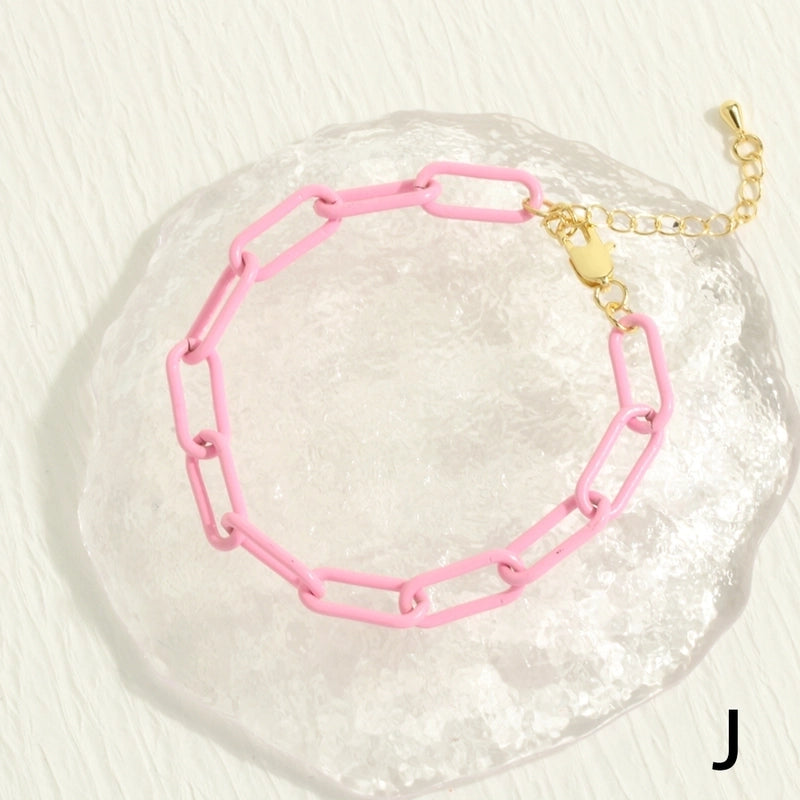 Bohemian Streetwear Solid Color Copper Stoving Varnish Plating 18k Gold Plated Bracelets