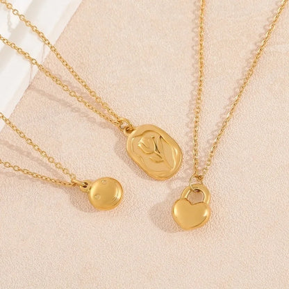 Casual Classic Style Commute Devil's Eye Heart Shape 304 Stainless Steel Zircon 18K Gold Plated Gold Plated Plating Stainless Steel Necklaces