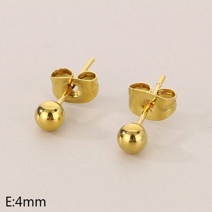 1 Pair Minimalist Round 304 Stainless Steel 18K Gold Plated Ear Studs
