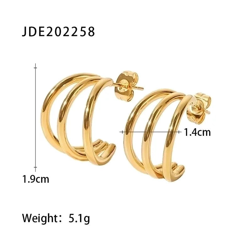 1 Pair Fashion Geometric Gold Plated 304 Stainless Steel Artificial Diamond Earrings