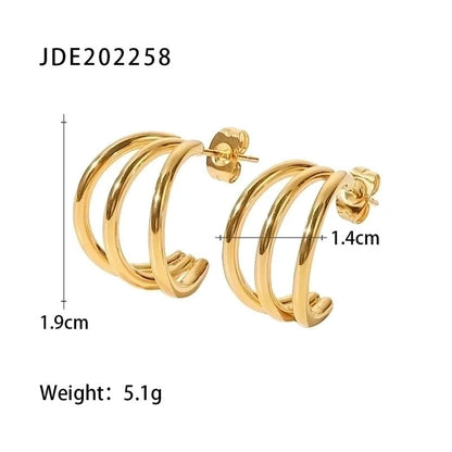 1 Pair Fashion Geometric Gold Plated 304 Stainless Steel Artificial Diamond Earrings