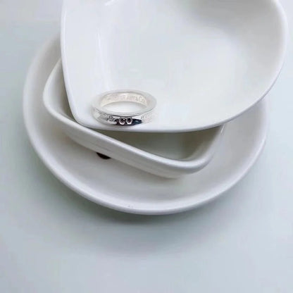 Minimalist Commute Letter Titanium Steel Plating Silver Plated Rings