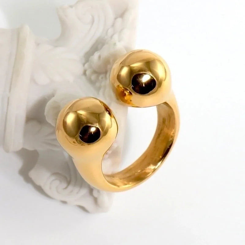 316L Stainless Steel 18K Gold Plated Modern Style Classic Style Shiny Metallic Water Droplets Solid Color Open Rings Rings