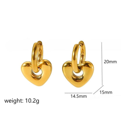 1 Pair Retro French Style Star Moon Flower Polishing 304 Stainless Steel 18K Gold Plated Drop Earrings