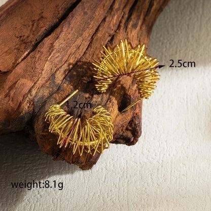 1 Pair Minimalist C Shape Plating Stainless Steel 18k Gold Plated Ear Studs