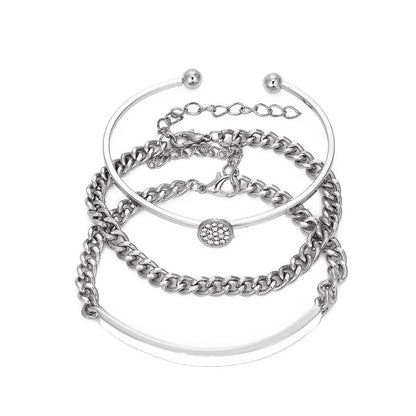 1 Set Minimalist Star Heart Shape Butterfly Stainless Steel Metal 18k Gold Plated Gold Plated Silver Plated Turquoise Rhinestones Zircon Bangle