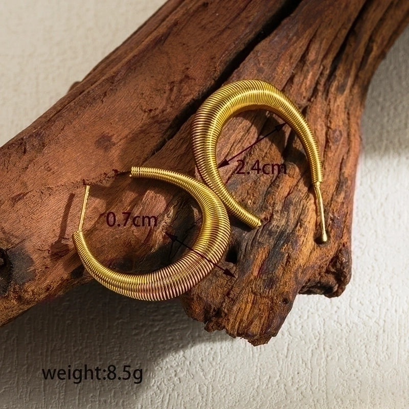 1 Pair Minimalist C Shape Plating Stainless Steel 18k Gold Plated Ear Studs