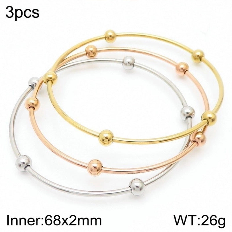 Minimalist Streetwear Solid Color Stainless Steel 18K Gold Plated Bangle In Bulk