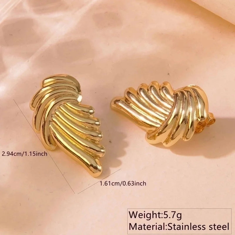 1 Pair Minimalist Commute Geometric 304 Stainless Steel Imitation Gold Ear Studs