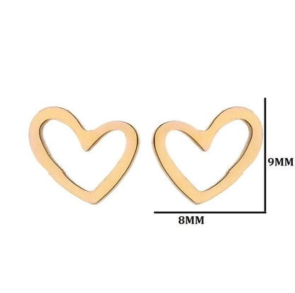 1 Pair Fashion Heart Shape 304 Stainless Steel 18K Gold Plated Ear Studs