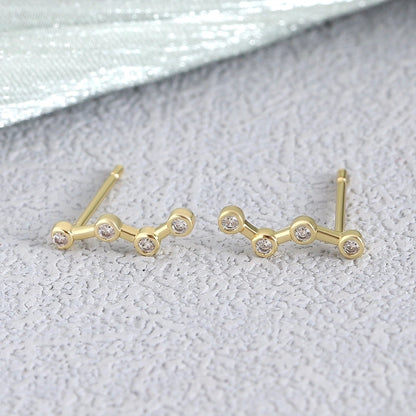 1 Pair Elegant Minimalist Geometric Double Heart Snake Hollow Out Inlay Copper Zircon 18K Gold Plated Ear Studs