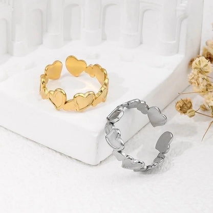 2 Pieces 304 Stainless Steel 18K Gold Plated Beach Minimalist Plating Cross Simple Lines Rings