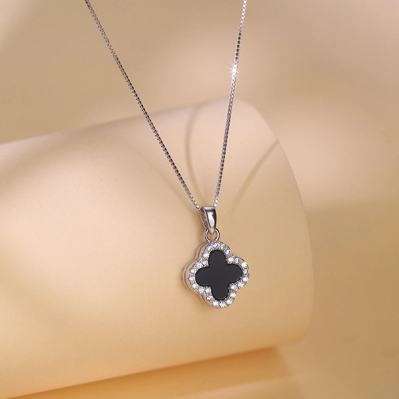 Titanium Steel Copper Plating Heart Shape Flower Bow Knot Pendant Necklace