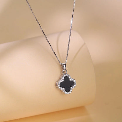 Titanium Steel Copper Plating Heart Shape Flower Bow Knot Pendant Necklace