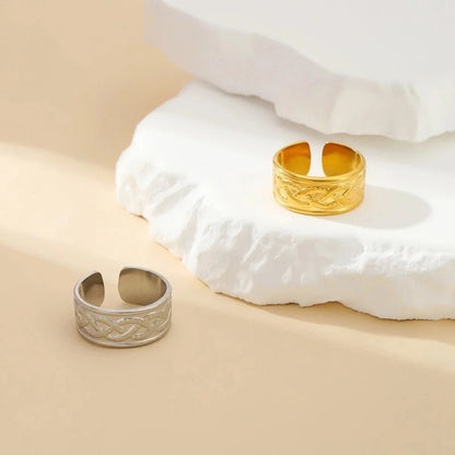 304 Stainless Steel 18K Gold Plated Modern Style Minimalist Geometric Solid Color Open Rings