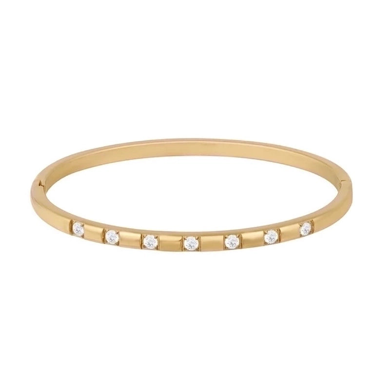 Retro Solid Color Titanium Steel 18k Gold Plated Zircon Bangle