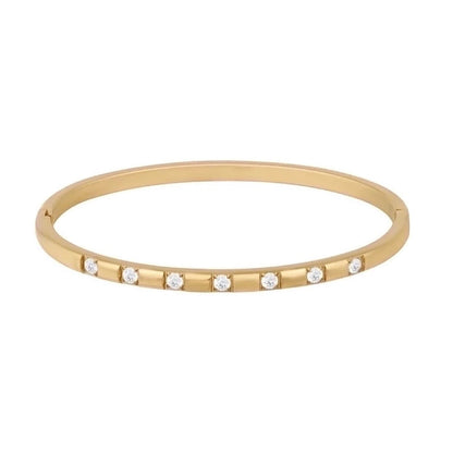 Retro Solid Color Titanium Steel 18k Gold Plated Zircon Bangle