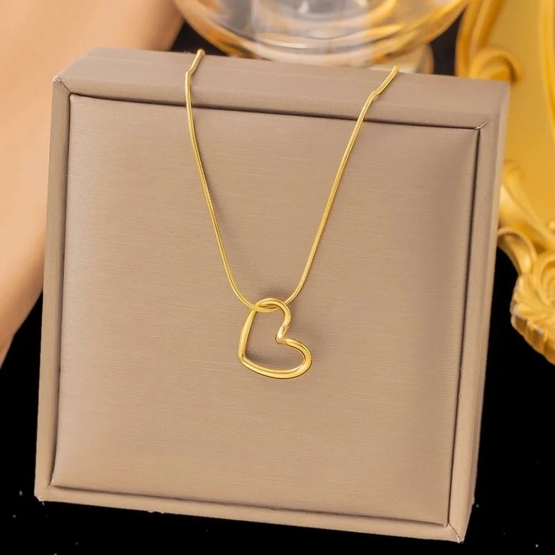 Elegant Lady Sweet Heart Shape Rose Titanium Steel Shell Plating Earrings Necklace