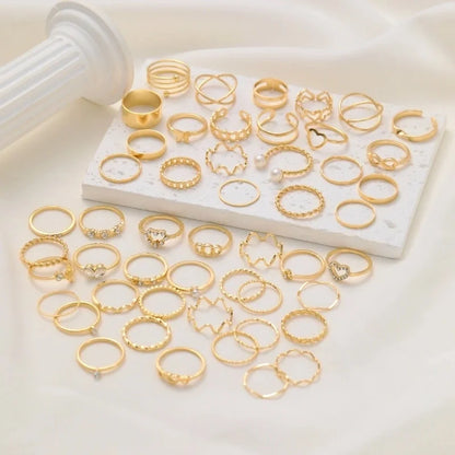 Casual Minimalist Heart Shape Flower Butterfly Alloy Inlay Pearl Zircon Women's Open Rings Rings