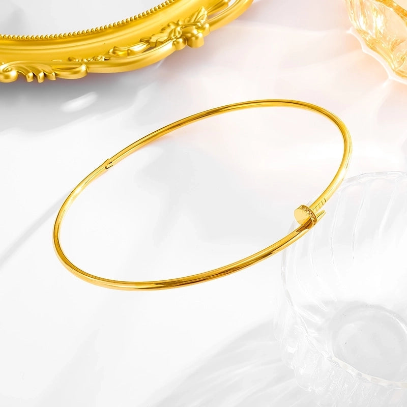 Minimalist Classic Style Solid Color Titanium Steel 18K Gold Plated Plating Choker