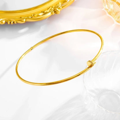 Minimalist Classic Style Solid Color Titanium Steel 18K Gold Plated Plating Choker