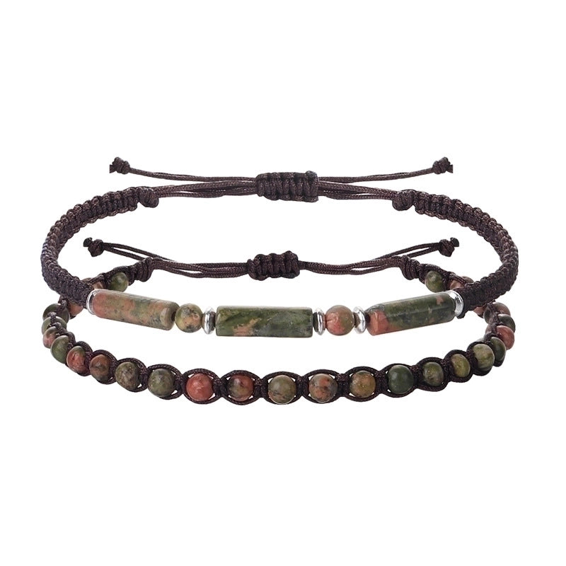 Retro Round Stone Rope Bracelets