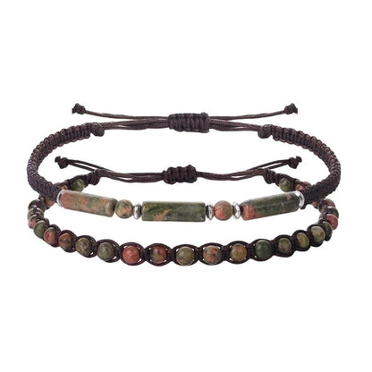 Retro Round Stone Rope Bracelets