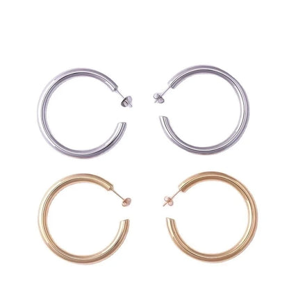 Fashion Geometric Plating 304 Stainless Steel Hoop Earrings