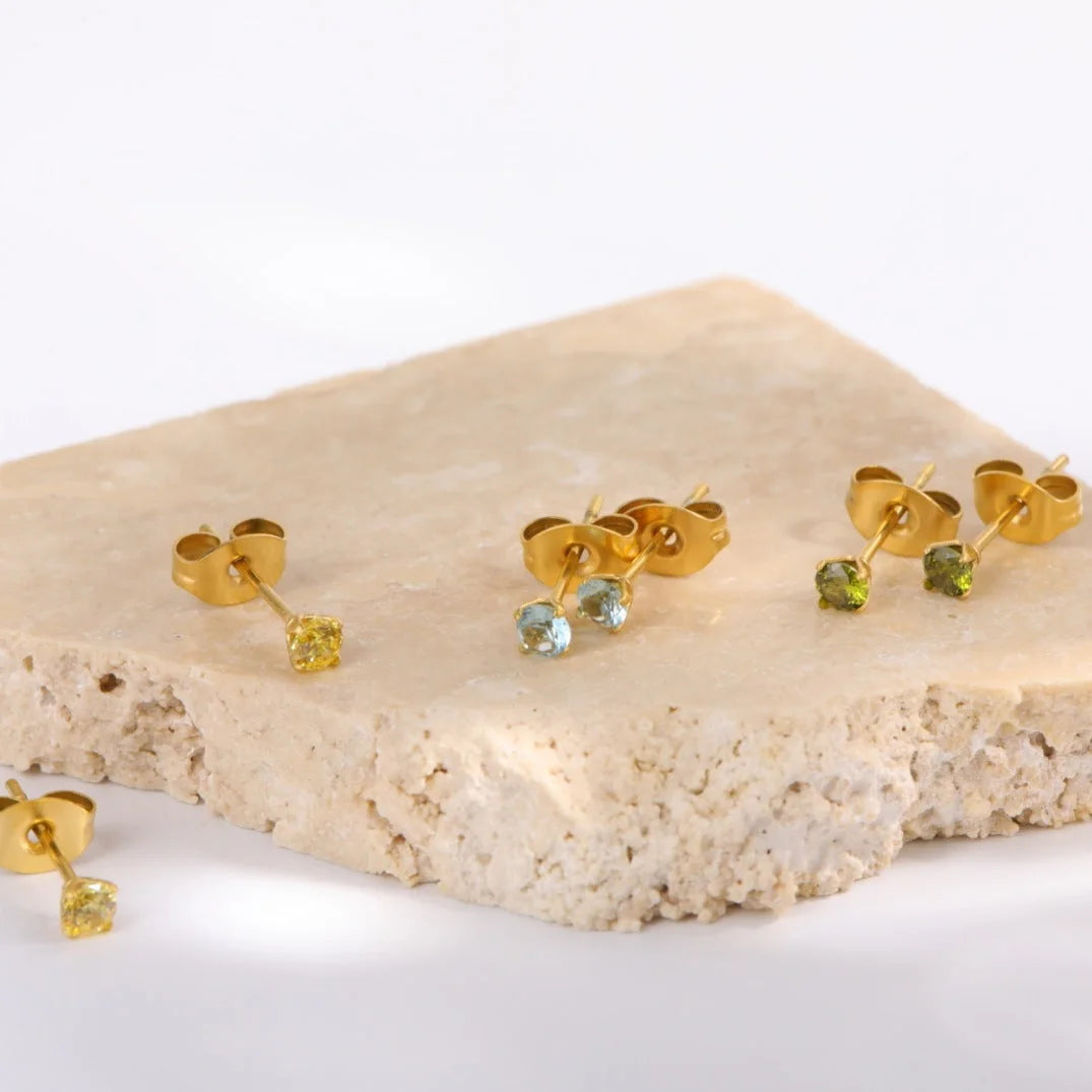 Round Geometric Titanium Steel Stud Earrings