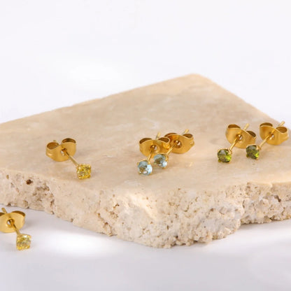 Round Geometric Titanium Steel Stud Earrings