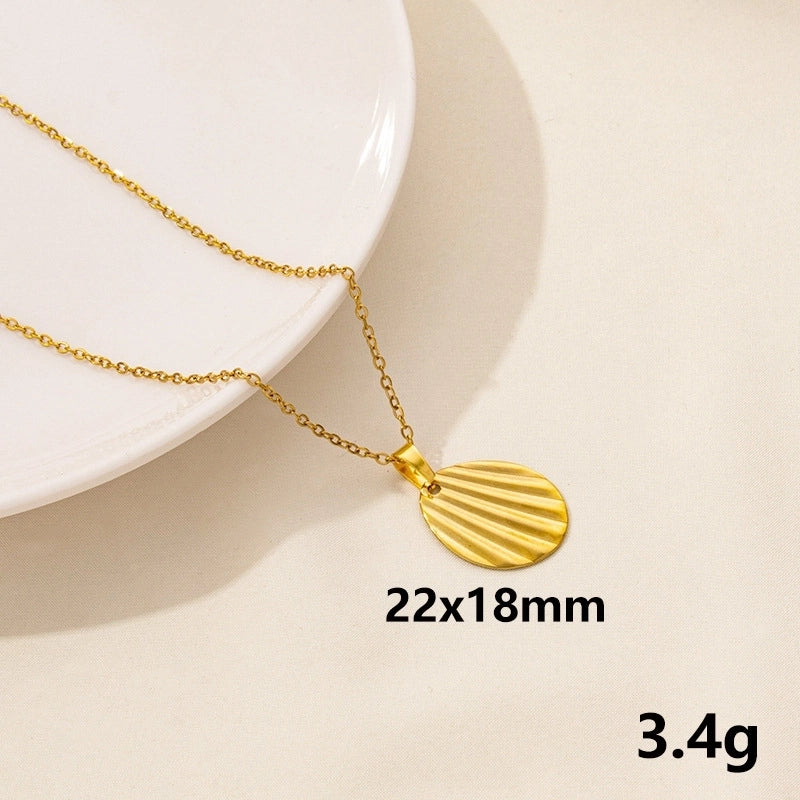 Minimalist Geometric Round 304 Stainless Steel Plating Pendant Necklace