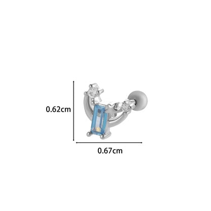 Henson New Copper Inlaid Zircon Star Moon Flower Screw Thin Rod Titanium Steel Ear Bone Stud Cartilage Piercing Earrings