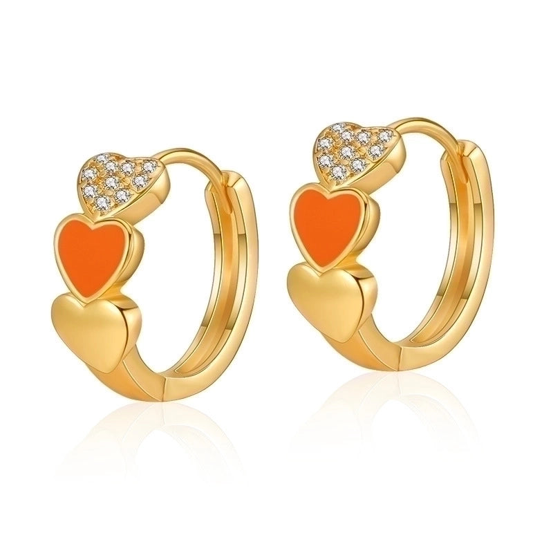 1 Pair Retro Sweet Triangle Devil\'s Eye Heart Shape Enamel Plating Inlay Copper Zircon 18k Gold Plated Ear Studs