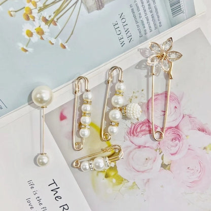Pants Tight Pants Skirt Waist Artifact Tight Waist Pin Anti-running Light Brooch High-end Corsage Pin Jewelry Pearl Brooch Buckle