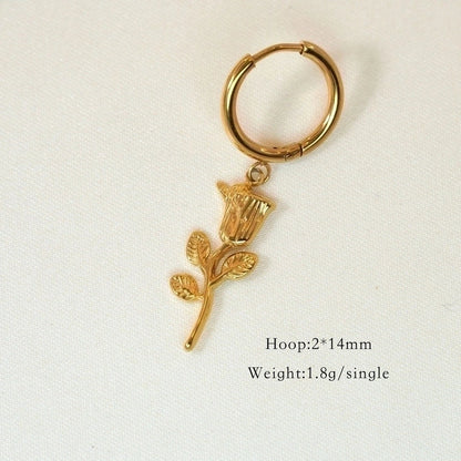 6 Pieces Minimalist Classic Style Heart Shape Plating Inlay 304 Stainless Steel Rhinestones Drop Earrings